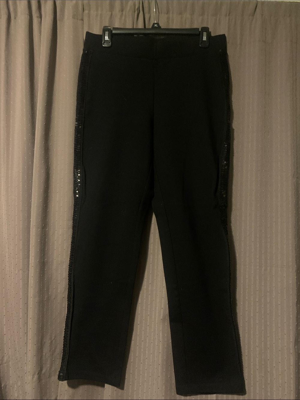 Women’s Liz Clairborne Black Sequin-Trim Stretch Pants Petite Medium